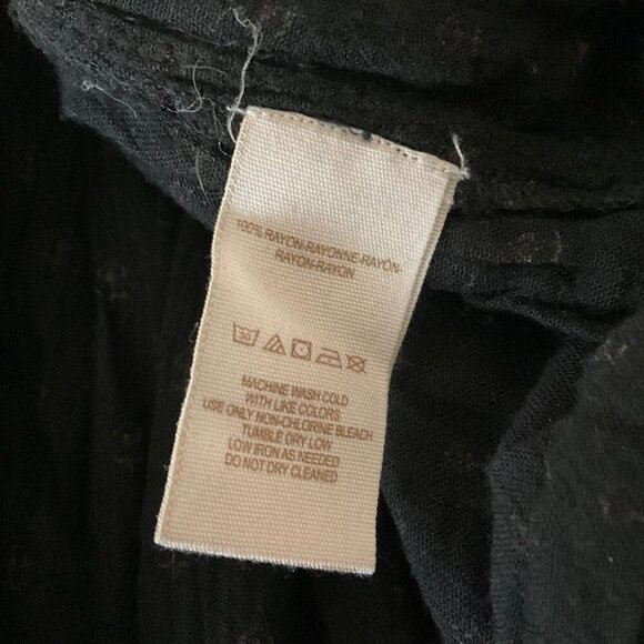 Free People Black Floral Long Sleeve Hi-Low Oversized Tunic S boho - Picture 5 of 10